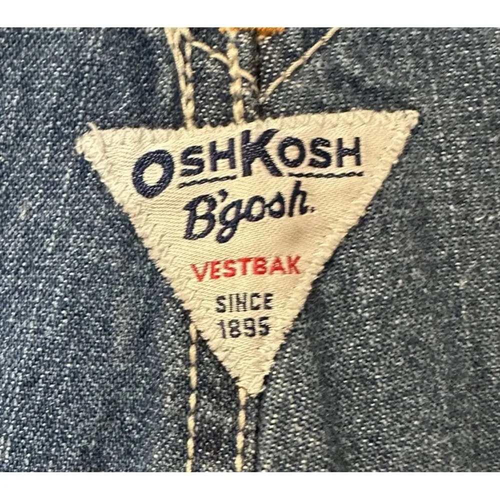 Vintage Oshkosh B'Gosh Baby Boy Size 12 Mth Blue Jean Carpenter Overalls Vestbak